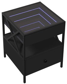 vidaXL Τραπεζάκι Σαλονιού Άπειρο Φως LED Μαύρο 40x40x51 εκ.