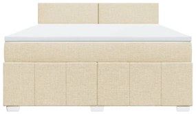 vidaXL Κρεβάτι Boxspring με Στρώμα Κρεμ 180x200 εκ. Υφασμάτινο