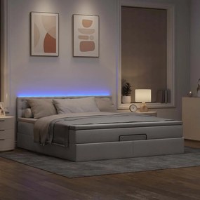 VidaXL Οθωμανικό κρεβάτι με στρώμα & LEDs Taupe 160x200cm ύφασμα
