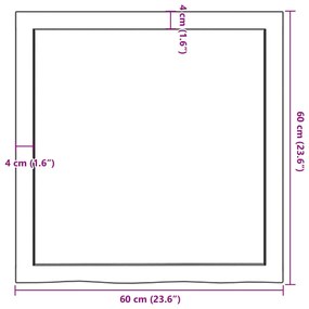 Πάγκος Μπάνιου Σκούρο Καφέ 60x60x(2-6) εκ. Επεξεργ. Μασίφ Ξύλο - Γκρι