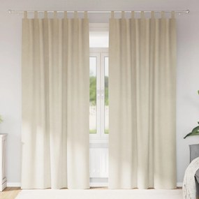 Curtains blackout vidaXL με κρεμαστούς βρόχους 2 τεμάχια Κρεμ Βελούδο
