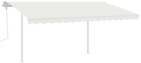 vidaXL Τέντα Συρόμενη Χειροκίνητη με LED Κρεμ 4 x 3 μ.