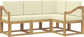vidaXL Σειρά Καναπέ Εξωτερικού με μαξιλάρι 4 pcs Λευκό και Κρεμ