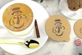 Σετ των 2 Intra απο ξύλο plywood 3mm-4mm πάχος Στένσιλ χριστουγεννιάτικου καφέ | Λάτρης του καφέ Δίασταση 15x15 cm INTRAFABR-107633662