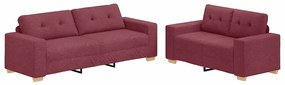 vidaXL Σετ Καναπέ με μαξιλάρι 2 pcs Κόκκινο 221 x 78 x 80 εκ Ύφασμα