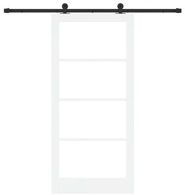 vidaXL Συρόμενη Πόρτα Χειροκίνητος Λευκό 93 x 202 cm Ξύλο και μέταλλο