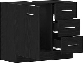 vidaXL Ντουλάπι Νιπτήρα Μαύρο Δρυς 63x30x54 εκ. από Τεχνητό Ξύλο