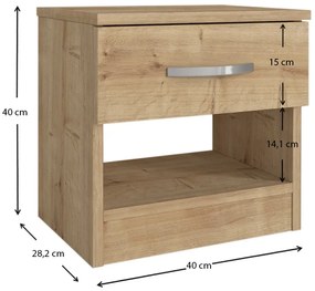 Κομοδίνο μελαμίνης Lube Megapap χρώμα sapphire oak 40x28,2x40εκ.