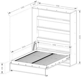Κρεβάτι τοίχου Aether II-Leuko-Mauro-140 x 200