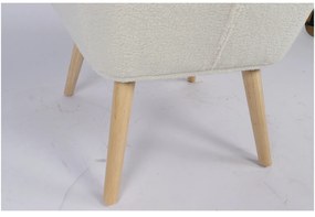 Πολυθρόνα ArteLibre MARION Λευκό Ύφασμα Μπουκλέ/Ξύλο 73x69x96cm