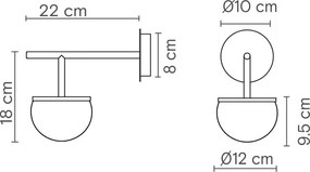 Απλίκα Τοίχου Roi Wall Single Arm G9 Χρυσό με Οπαλίνα