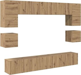 vidaXL Σετ επίπλου τηλεόρασης 8 pcs Artisan Oak Επεξεργασμένο ξύλο
