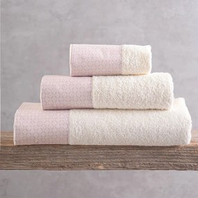 Πετσέτες Sinclair Σε Κουτί (Σετ 3τμχ) Ecru-Pink Ρυθμός Σετ Πετσέτες 70x140cm 100% Πενιέ Βαμβάκι