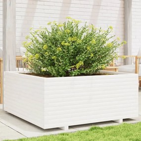 vidaXL Ζαρντινιέρα Κήπου Λευκή 110x110x49,5 εκ. από Μασίφ Ξύλο Πεύκου