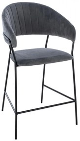 MEDIUM HEIGHT STOOL ΗΜ8734.01 GRAY VELVET WITH BLACK FRAME 60x55x100Y cm.