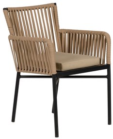 Πολυθρόνα Κήπου BLUENILE Μπεζ/Μαύρο Αλουμίνιο/Rattan 56x60x83cm