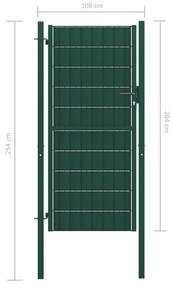 Πόρτα Περίφραξης Πράσινη 100 x 204 εκ. από PVC / Ατσάλι - Πράσινο