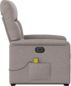 vidaXL Πολυθρόνα Μασάζ Ηλεκτρική Ανακλ.Taupe Υφασμάτινη