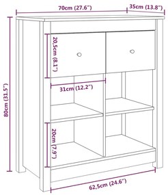 Συρταριέρα Γκρί 70 x 35 x 80 εκ. από Μασίφ Ξύλο Πεύκου - Γκρι