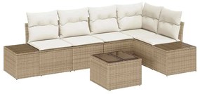 vidaXL Σετ Καναπέ Κήπου 6 pcs Μπεζ και Κρέμα συνθετικό ρατάν