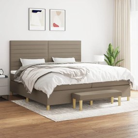 vidaXL Κρεβάτι Boxspring με Στρώμα Taupe 200x200 εκ. Υφασμάτινο