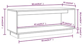 Έπιπλο Τηλεόρασης Καφέ Μελί 90x35x35εκ από Μασίφ Ξύλο Πεύκου - Καφέ