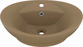 vidaXL Νιπτήρας με Υπερχείλιση Οβάλ Κρεμ Ματ 58,5x39 εκ. Κεραμικός