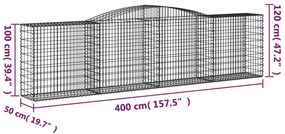 Συρματοκιβώτιο Τοξωτό 400x50x100/120εκ. από Γαλβανισμένο Χάλυβα - Ασήμι