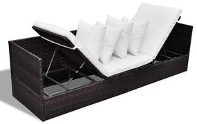 vidaXL Ξαπλώστρα Καφέ 200 x 60 x 58 εκ. συνθετικό ρατάν