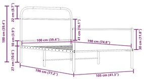 Πλαίσιο Κρεβατιού Χωρ. Στρώμα Sonoma Δρυς 100x190 εκ Επ. Ξύλο - Καφέ