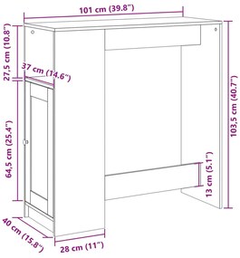 Τραπέζι Μπαρ με Ράφια Μαύρο 101x40x103,5 εκ. Επεξεργ. Ξύλο - Μαύρο