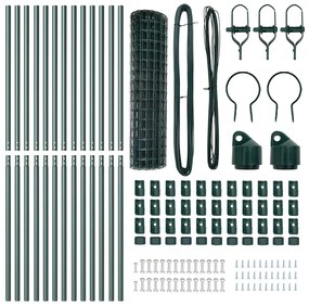 vidaXL Τεντώτο με στήριγμα Πράσινο 1 x 25 m Χάλυβας και PVC