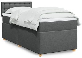 vidaXL Κρεβάτι Boxspring με Στρώμα Σκούρο Γκρι 90x200 εκ. Υφασμάτινο