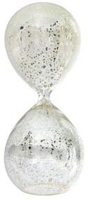 Artekko Artekko Hourglass Κλεψύδρα Διακοσμητική Γυάλινη Λευκή Ασημί (8x8x20.5)cm 73770-WHIT