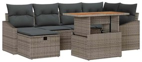vidaXL Σετ Καναπέ Κήπου με μαξιλάρι 7 pcs Γκρι συνθετικό ρατάν
