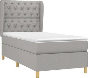 vidaXL Κρεβάτι Boxspring με Στρώμα Ανοιχτό Γκρι 80x200 εκ. Υφασμάτινο