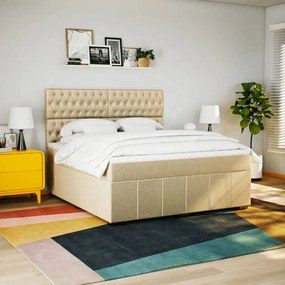 ΚΡΕΒΑΤΙ BOXSPRING ΜΕ ΣΤΡΩΜΑ ΚΡΕΜ 180X200 ΕΚ. ΥΦΑΣΜΑΤΙΝΟ 3294059