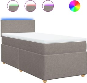 vidaXL Κρεβάτι Boxspring με Στρώμα Taupe 90x200 εκ. Υφασμάτινο