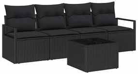 vidaXL Σετ Καναπέ Κήπου 5 pcs Μαύρο 55 x 55 x 37 εκ συνθετικό ρατάν