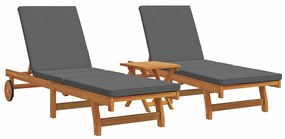 vidaXL Ξαπλώστρα 3 pcs Καφέ 40 x 40 x 40εκ Μασίφ ξύλο ακακίας