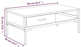 Τραπεζάκι Σαλονιού 90 x 50 x 35 εκ. από Μασίφ Ξύλο Πεύκου - Καφέ