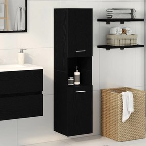 vidaXL Ντουλάπι Τοίχου Μπάνιου Μαύρο Δρυς 30x30x130 εκ από Ξύλο