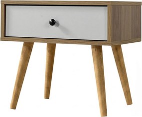Κομοδίνο Καρυδί / Λευκό ROZOR 55x55x30