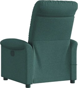 vidaXL Πολυθρόνα Μασάζ Ανακλινόμενη Σκούρο Πράσινο Υφασμάτινη