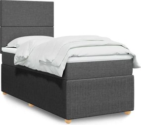 vidaXL Κρεβάτι Boxspring με Στρώμα Σκούρο Γκρι 90x200 εκ. Υφασμάτινο
