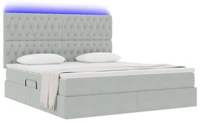 vidaXL Κρεβάτι με αποθηκευτικό χώρο και LED Ανοιχτό γκρι 180 x 200 cm