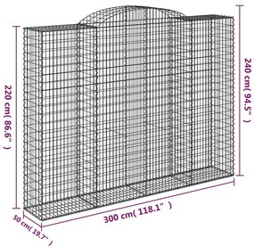 vidaXL Συρματοκιβώτια Τοξωτά 10 τεμ. 300x50x220/240 εκ. Γαλβαν. Σίδερο
