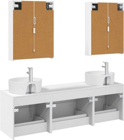vidaXL Σετ Επίπλων Μπάνιου 5 pcs Λευκό Επεξεργασμένο Ξύλο και Γυαλί