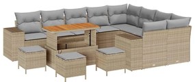 vidaXL Σετ Καναπέ Κήπου Ρυθμιζόμενο ύψος 13 pcs Μπεζ συνθετικό ρατάν