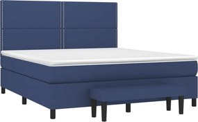 vidaXL Κρεβάτι Boxspring με Στρώμα Μπλε 180x200 εκ. Υφασμάτινο